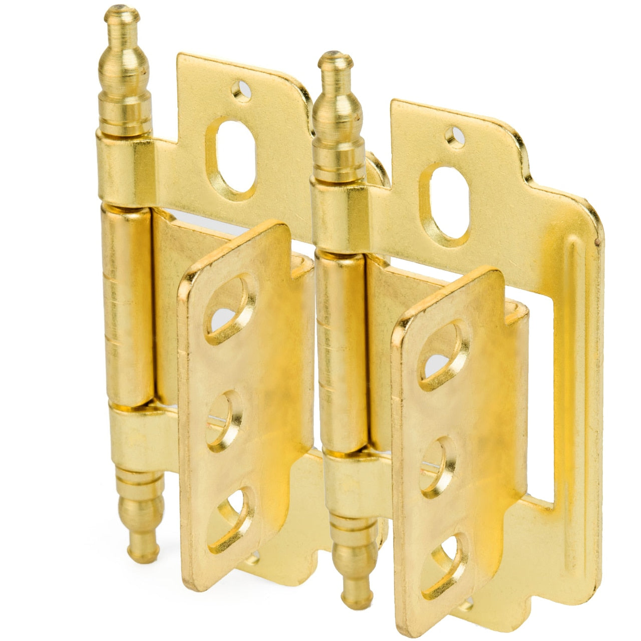 Cosmas 14280-BB Brushed Brass 3/4" Full Inset Partial Wrap Ball Tip Cabinet Hinge (Pair)