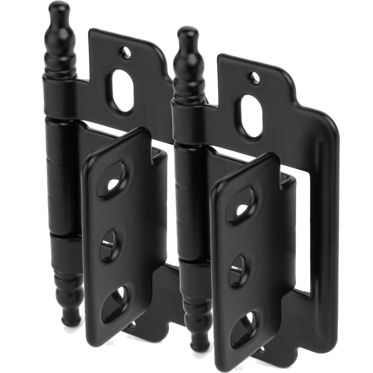 Cosmas 14280-FB Flat Black 3/4" Full Inset Partial Wrap Ball Tip Cabinet Hinge (Pair)