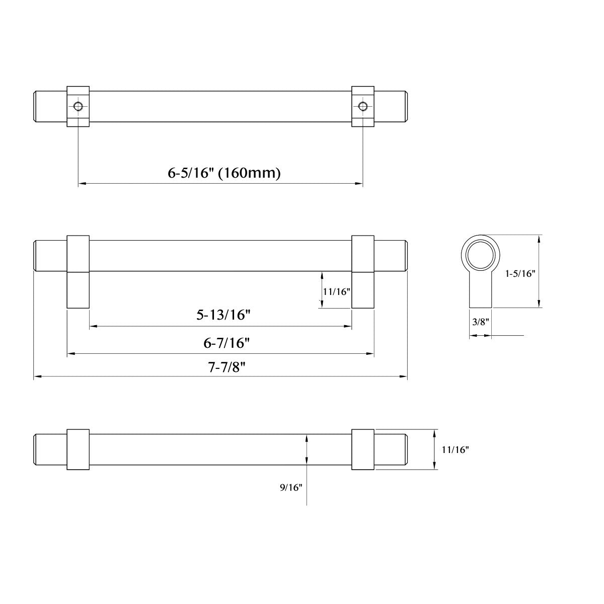 Cosmas 161-160CH Polished Chrome Euro Style Bar Pull