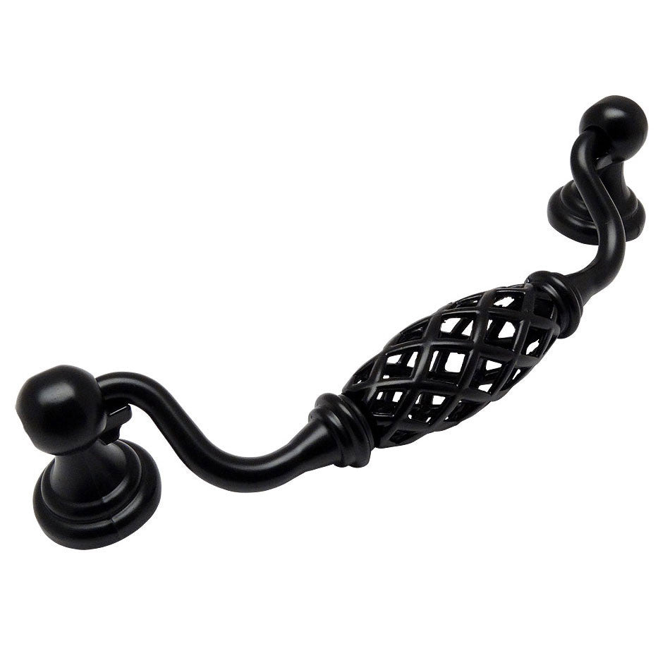 Cosmas 1749-128FB Flat Black Birdcage Cabinet Pull - Cosmas