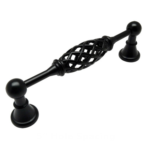 Cosmas 1749-5FB Flat Black Birdcage Cabinet Pull