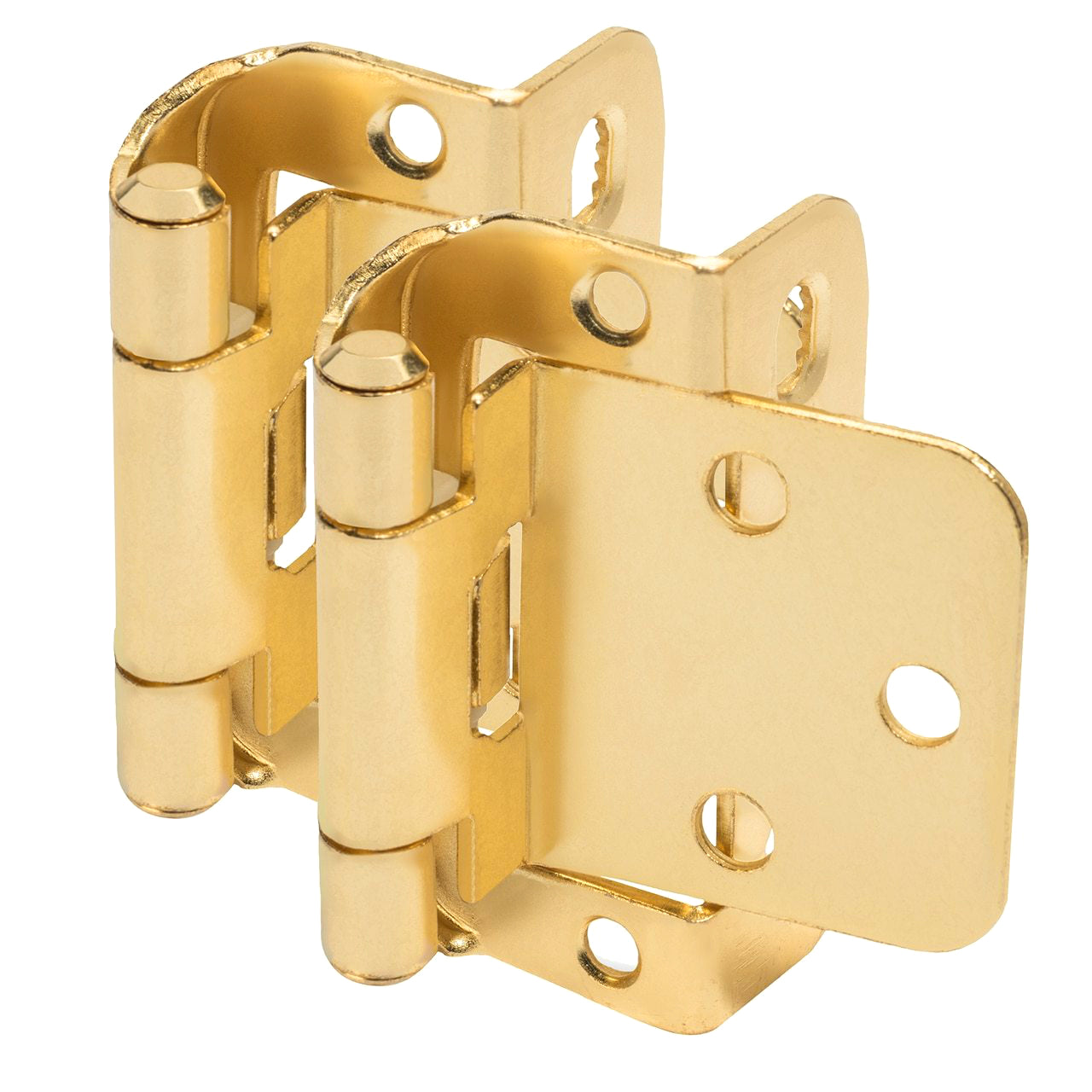 Cosmas 18650-BB Brushed Brass Partial Wrap Hinge 1/2" Overlay (Pair)