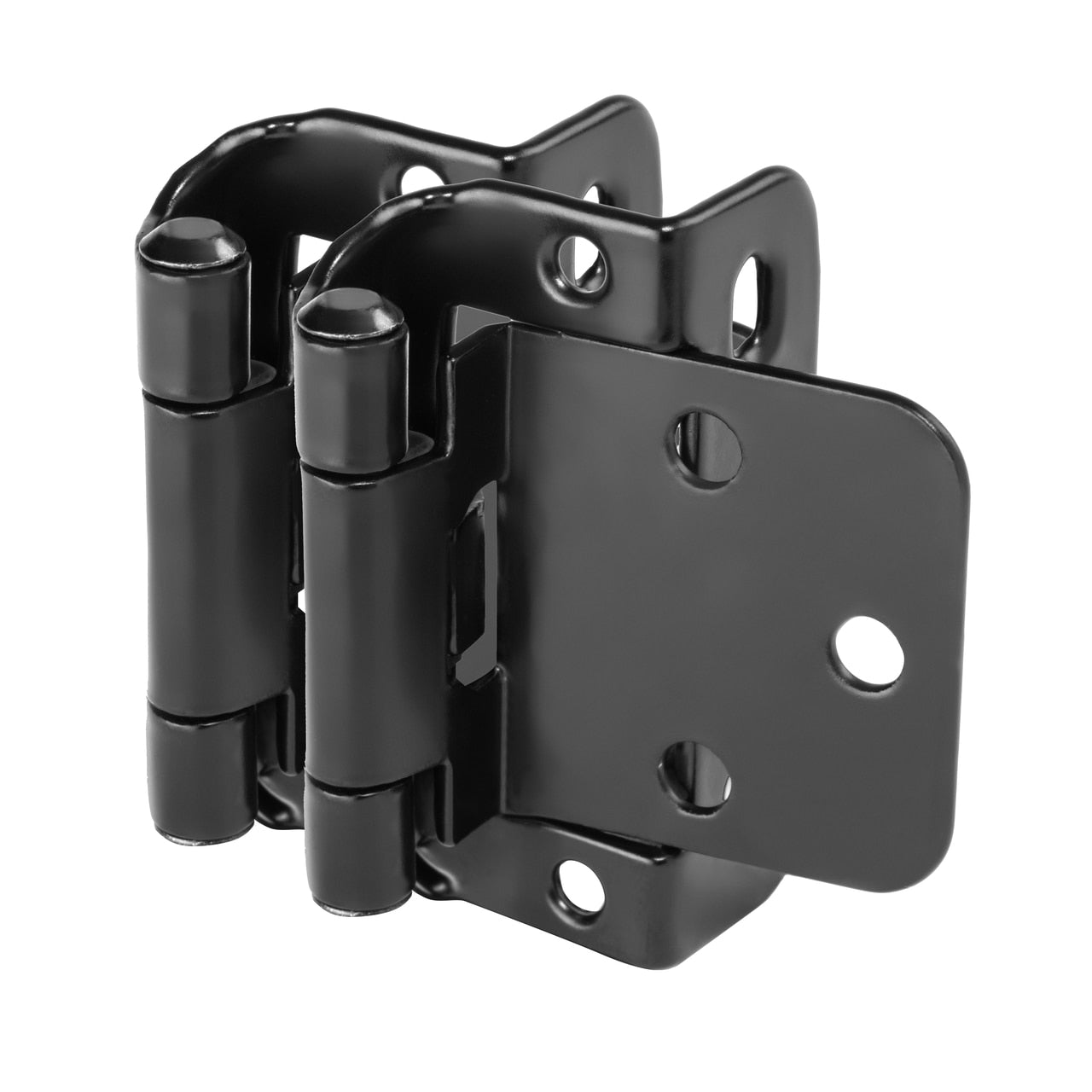 Cosmas 18650-FB Flat Black Partial Wrap Hinge 1/2" Overlay (Pair)