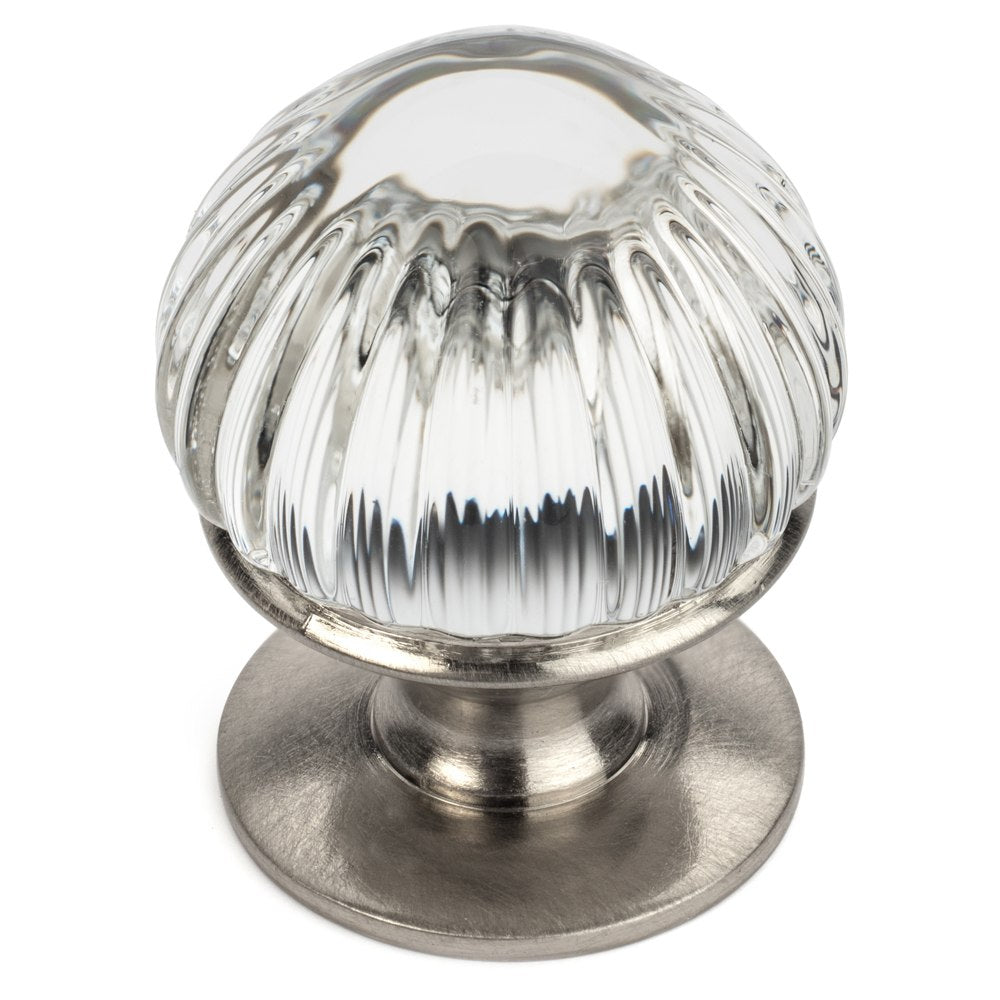 Cosmas 6812SN-C Satin Nickel &amp; Clear Glass Round Cabinet Knob