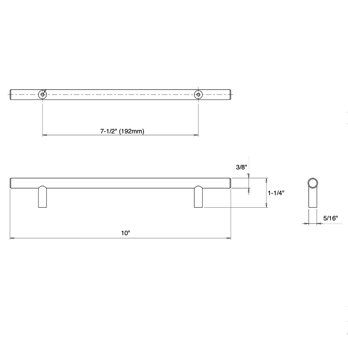 Cosmas 404-192CH Polished Chrome Slim Line Euro Style Bar Pull