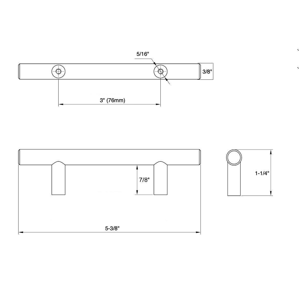 Cosmas 404-030SS Stainless Steel Slim Line Euro Style Bar Pull