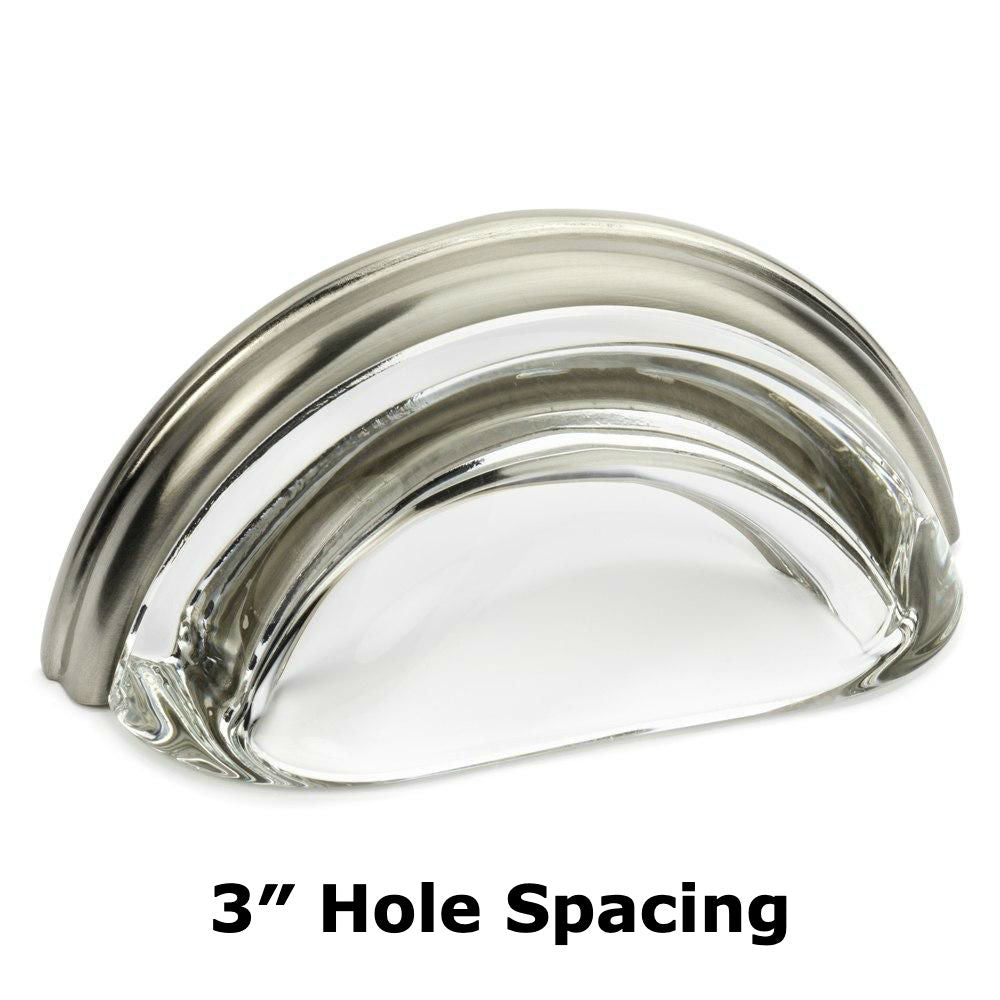 Cosmas 6585SN-C Satin Nickel with Clear Glass Cabinet Cup Pull