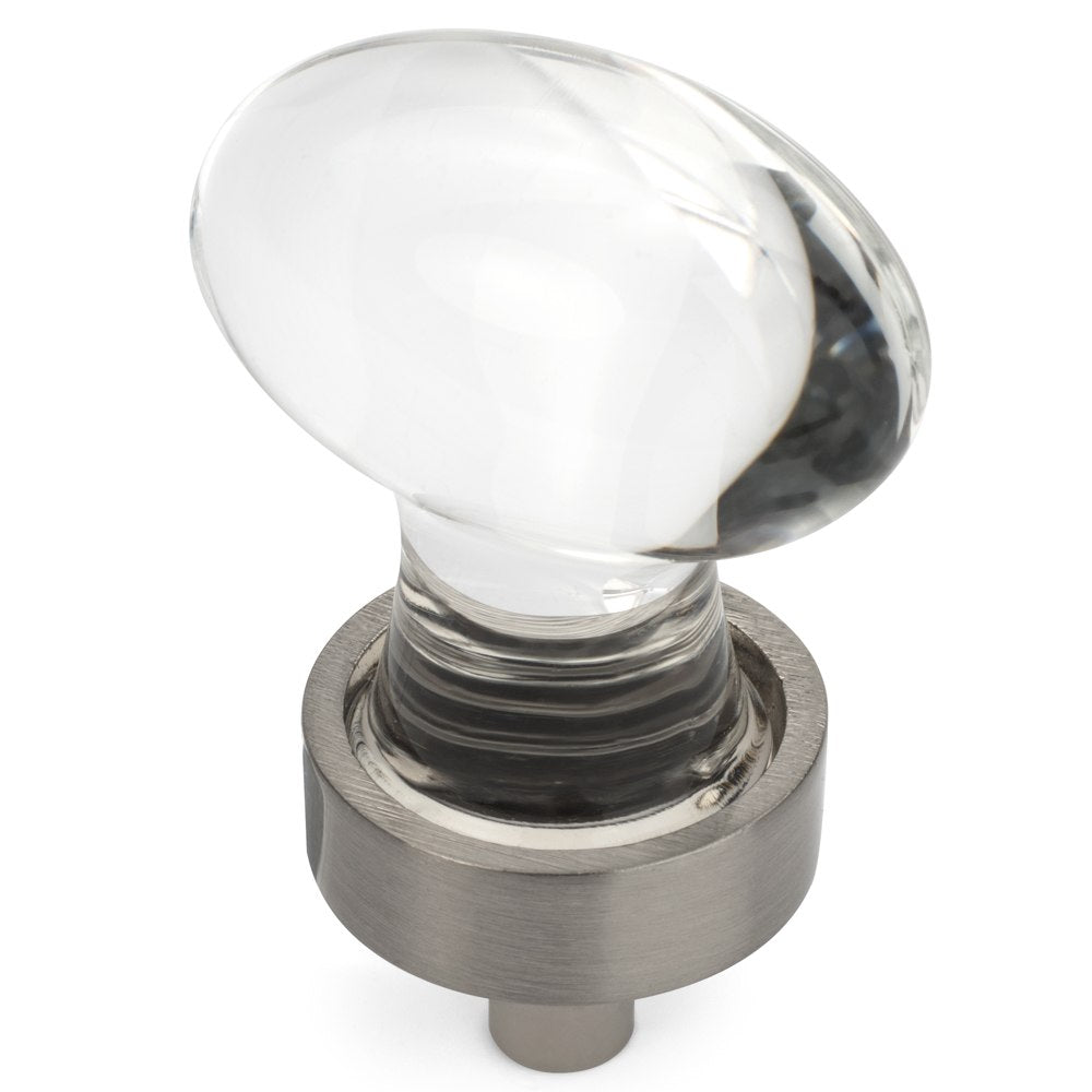 Cosmas 6594SN-C Satin Nickel &amp; Clear Glass Oval Cabinet Knob