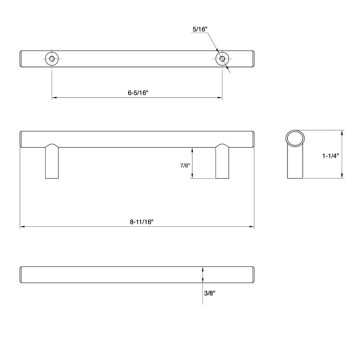 Cosmas 404-160CH Polished Chrome Slim Line Euro Style Bar Pull