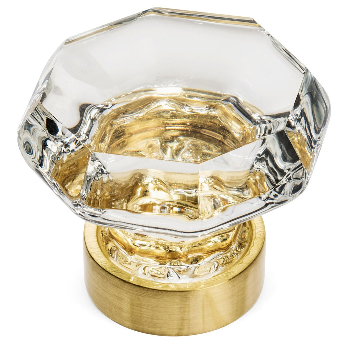 Cosmas 5268BB-C Brushed Brass &amp; Clear Glass Cabinet Knob