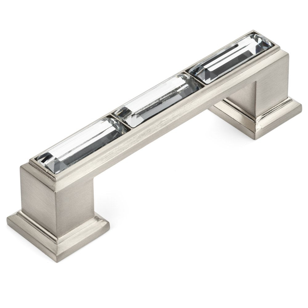 Cosmas 6598SN-C Satin Nickel with Clear Glass Cabinet Pull