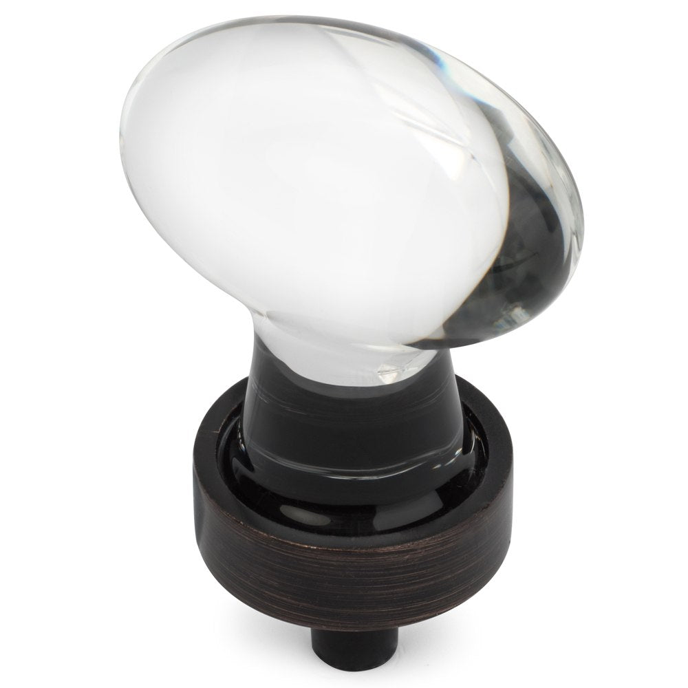 Cosmas 6594ORB-C Oil Rubbed Bronze & Clear Glass Oval Cabinet Knob