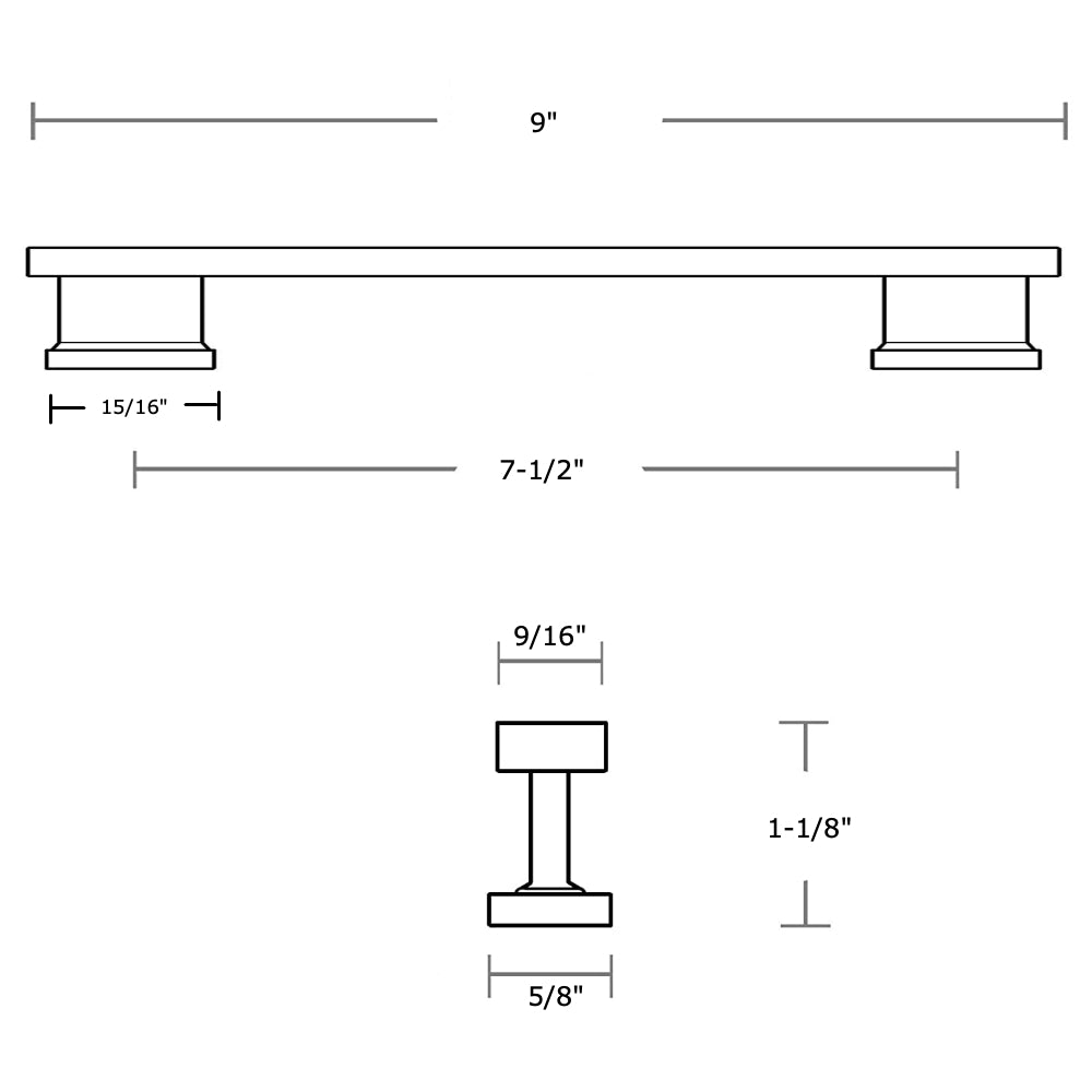 Cosmas 702-192FB Flat Black Contemporary Cabinet Pull
