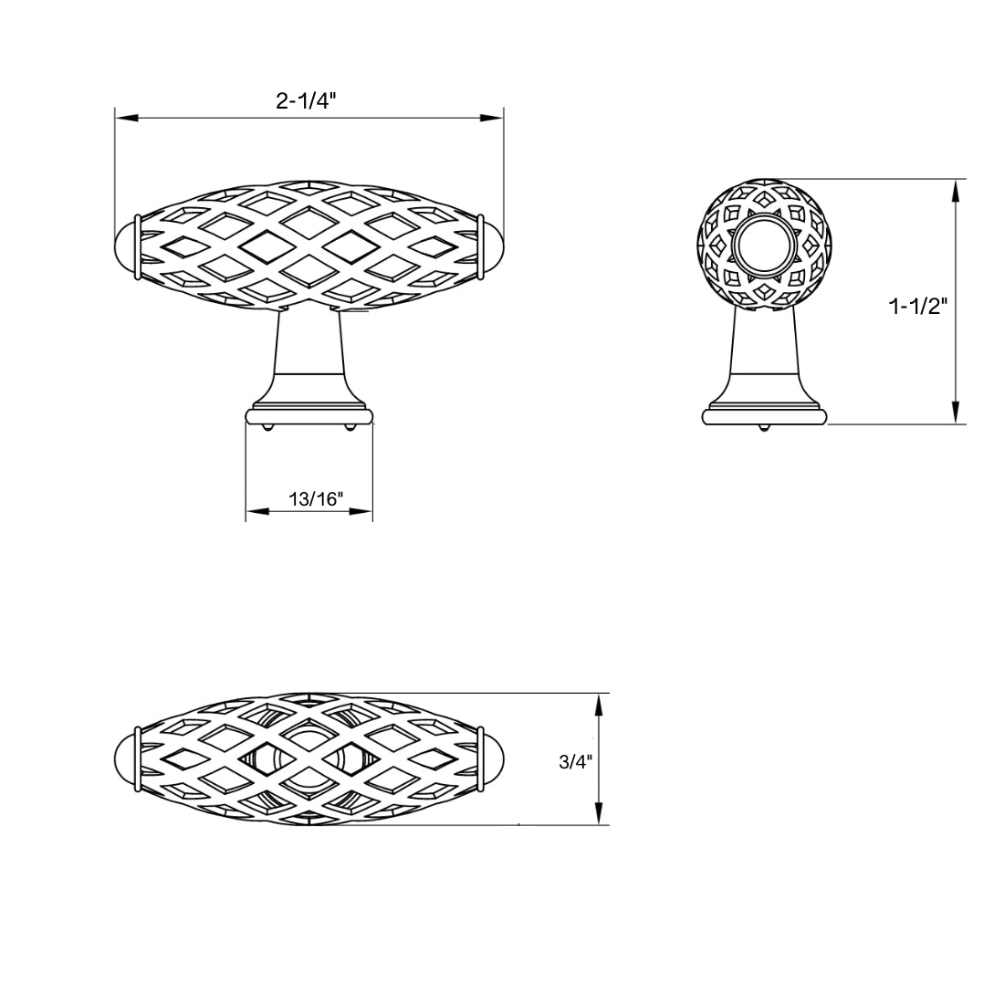 Cosmas 1749FB Flat Black Birdcage Cabinet Knob