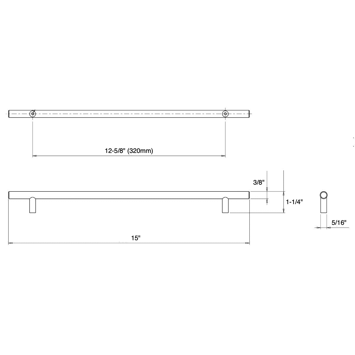Cosmas 404-320CH Polished Chrome Slim Line Euro Style Bar Pull