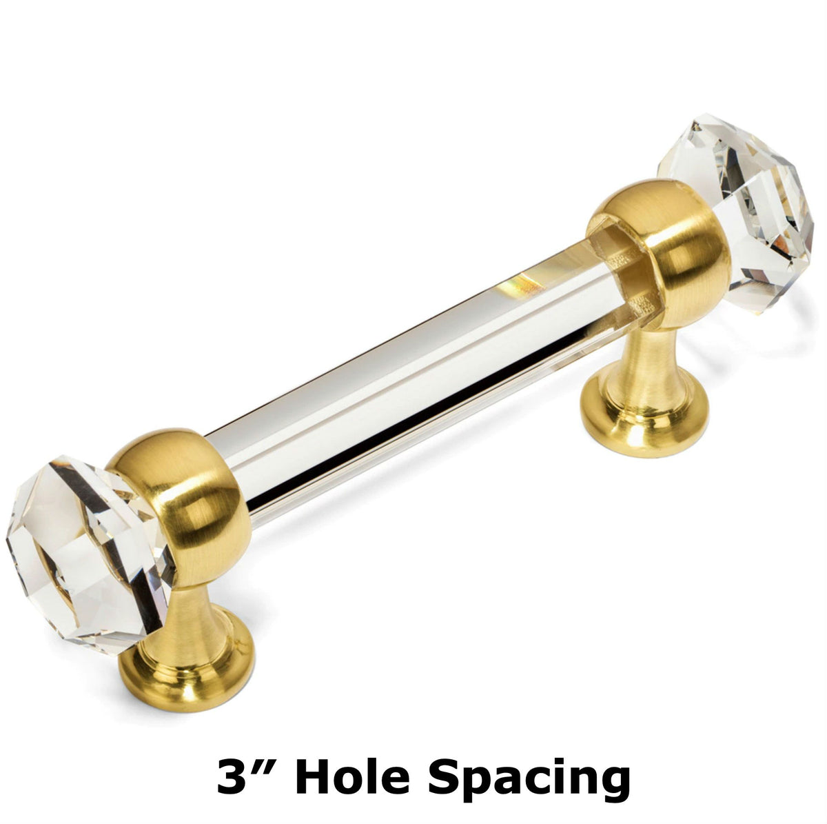 Cosmas 6393BB-C Brushed Brass with Clear Glass Cabinet Pull