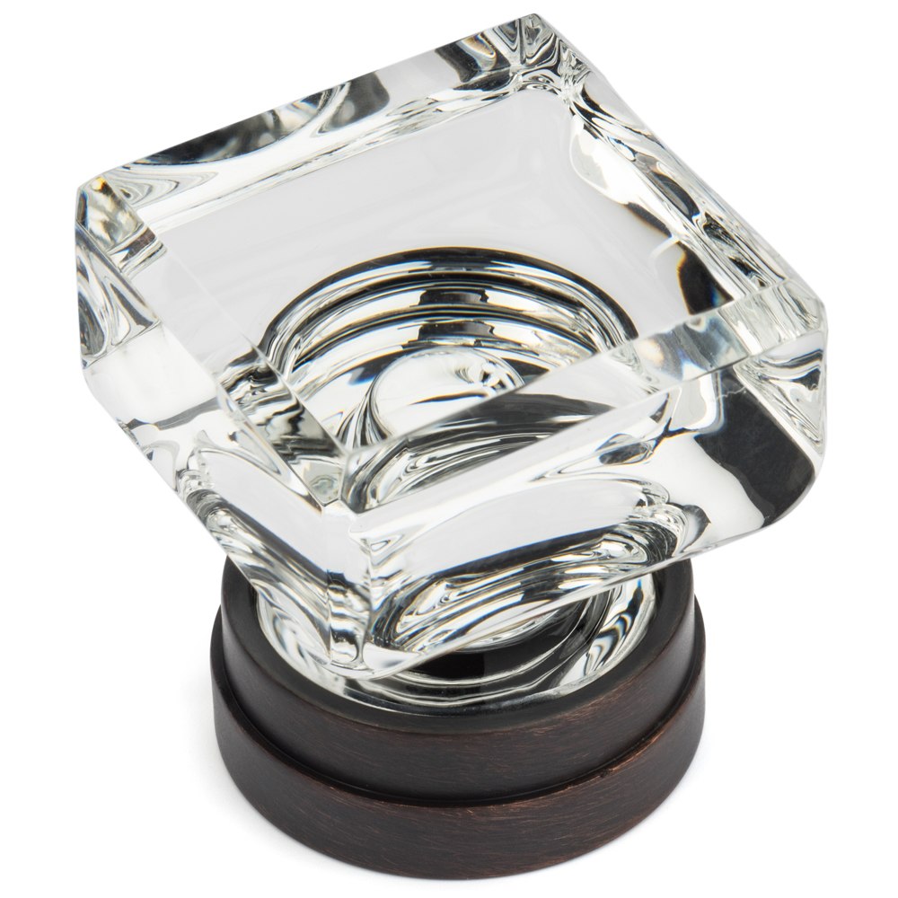 Cosmas 6578ORB-C Oil Rubbed Bronze & Clear Glass Square Cabinet Knob