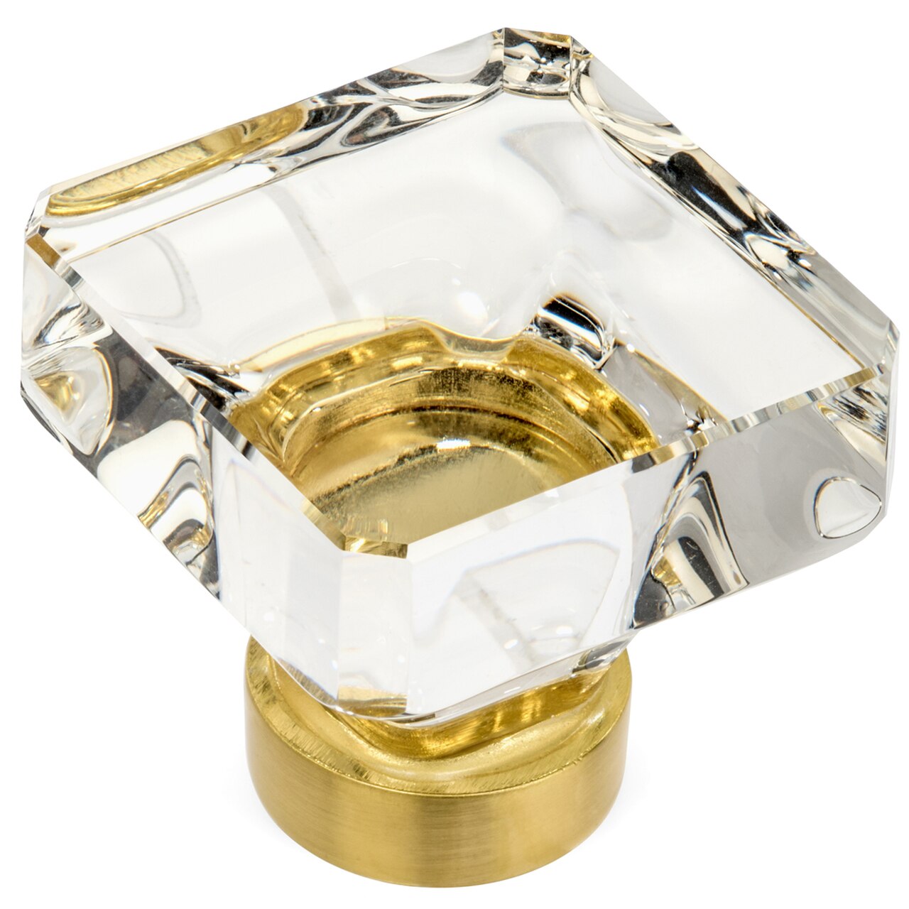 Cosmas 6377BB-C Brushed Brass Cabinet Hardware Square Knob with Clear Glass - 1-3/8" Squared Cosmas 6377BB-C Brushed Brass Cabinet Hardware Square Knob with Clear Glass - 1-3/8" Squared