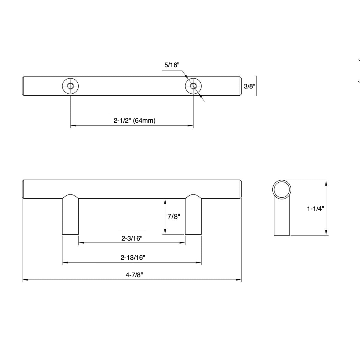 Cosmas 404-2.5ORB Oil Rubbed Bronze Slim Line Euro Style Bar Pull