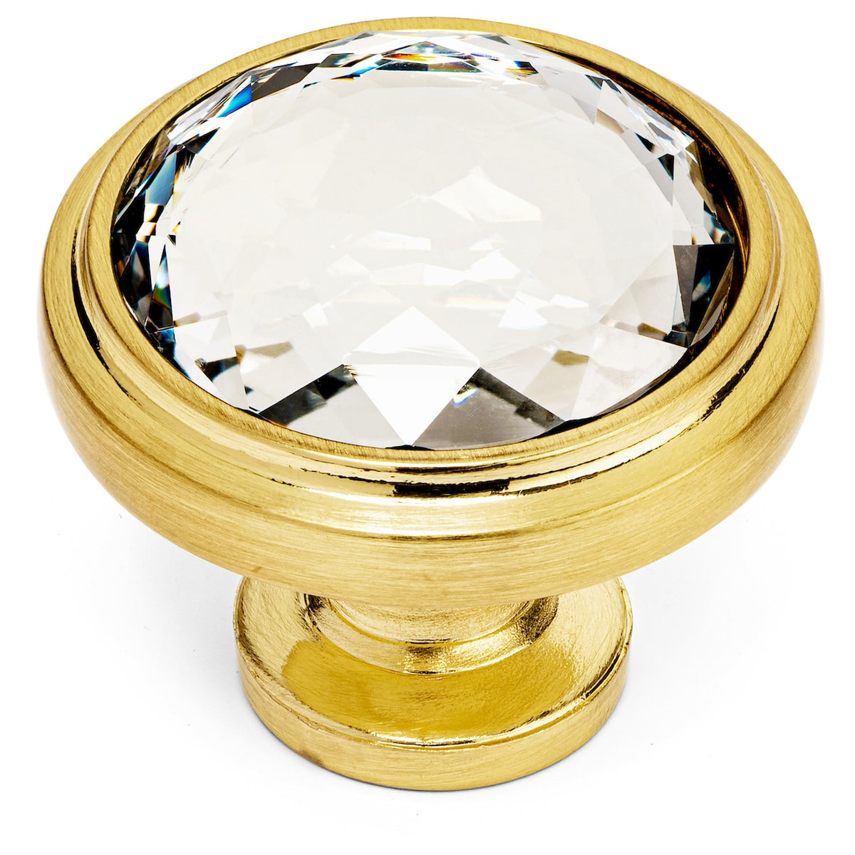 Cosmas 5317BB-C Brushed Brass &amp; Clear Glass Round Cabinet Knob