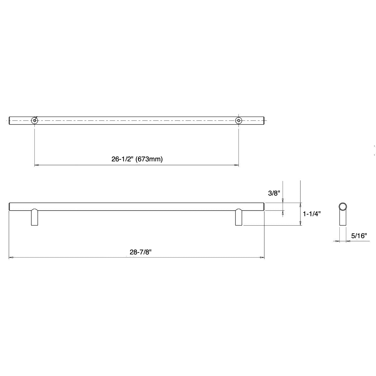 Cosmas 404-673SS Stainless Steel Slim Line Euro Style Bar Pull