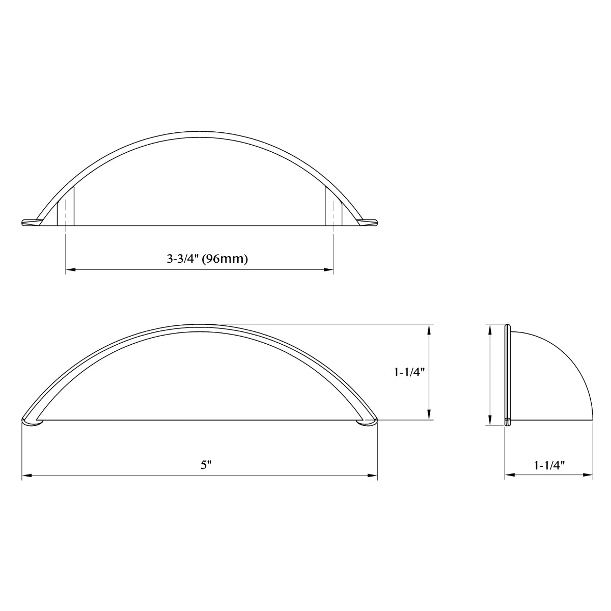 Cosmas 9236ORB Oil Rubbed Bronze Cabinet Cup Pull