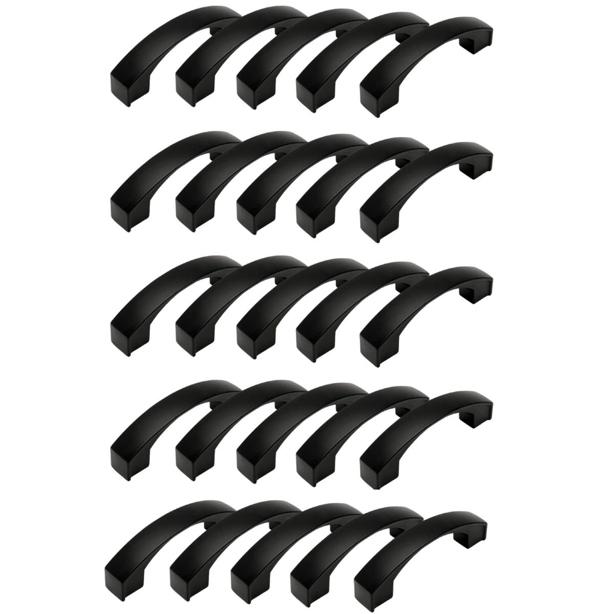 25 Pack Cosmas 616-030FB Flat Black Subtle Arch Cabinet Pull