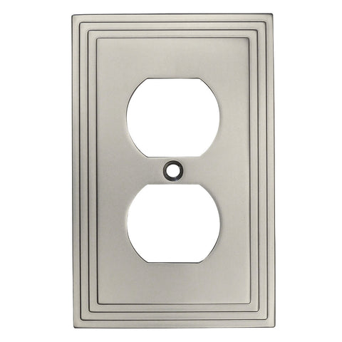 Art Deco Step Satin Nickel - Cable Wall Plates - Wall Plates & Outlet Covers