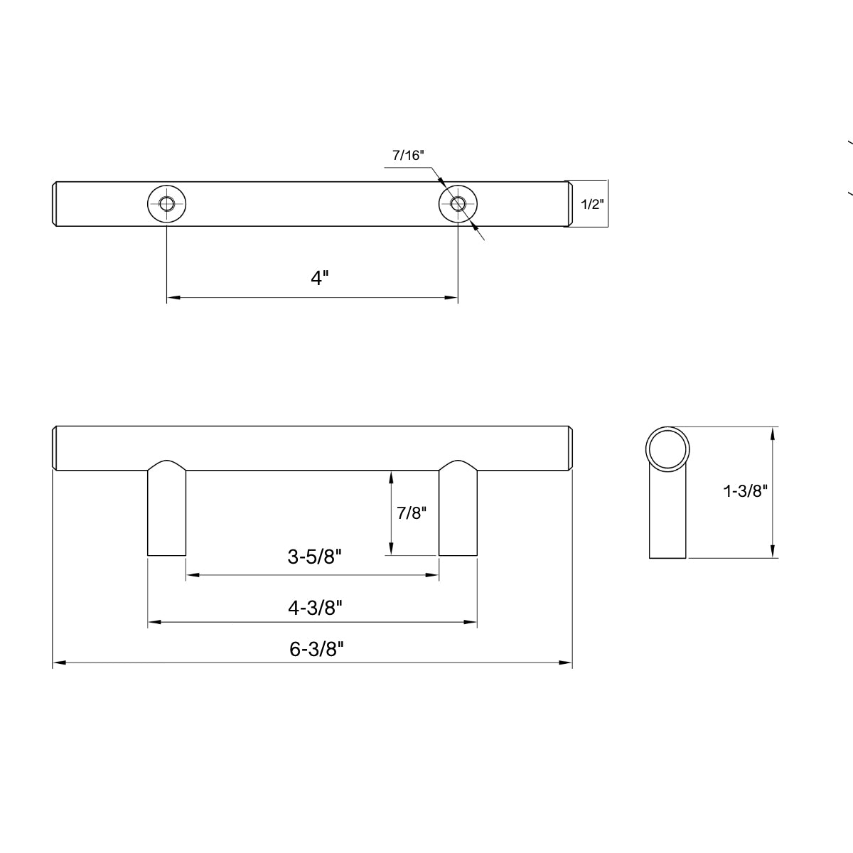 Cosmas 305-4BB Brushed Brass Euro Style Bar Pull