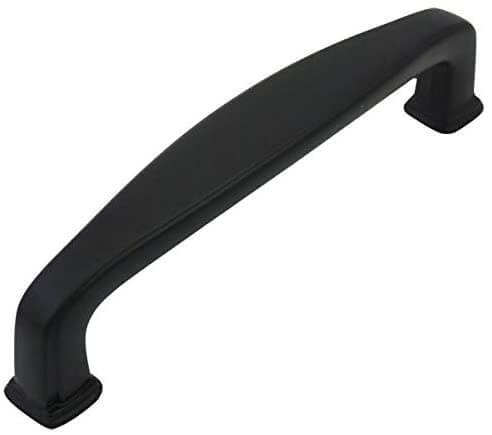 Drawer pull with three and a half inch hole spacing in flat black finish