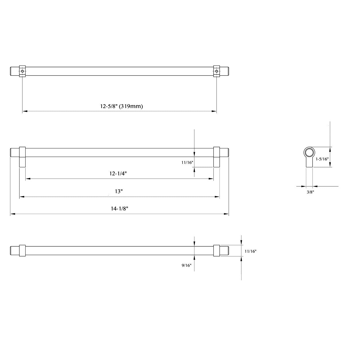 Cosmas 161-319CH Polished Chrome Euro Style Bar Pull