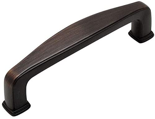 Cabinet pull with a wide shape in the middle in oil rubbed bronze finish