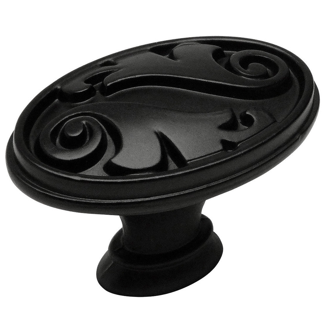 Cosmas 4297FB Flat Black Floral Cabinet Knob - Cosmas