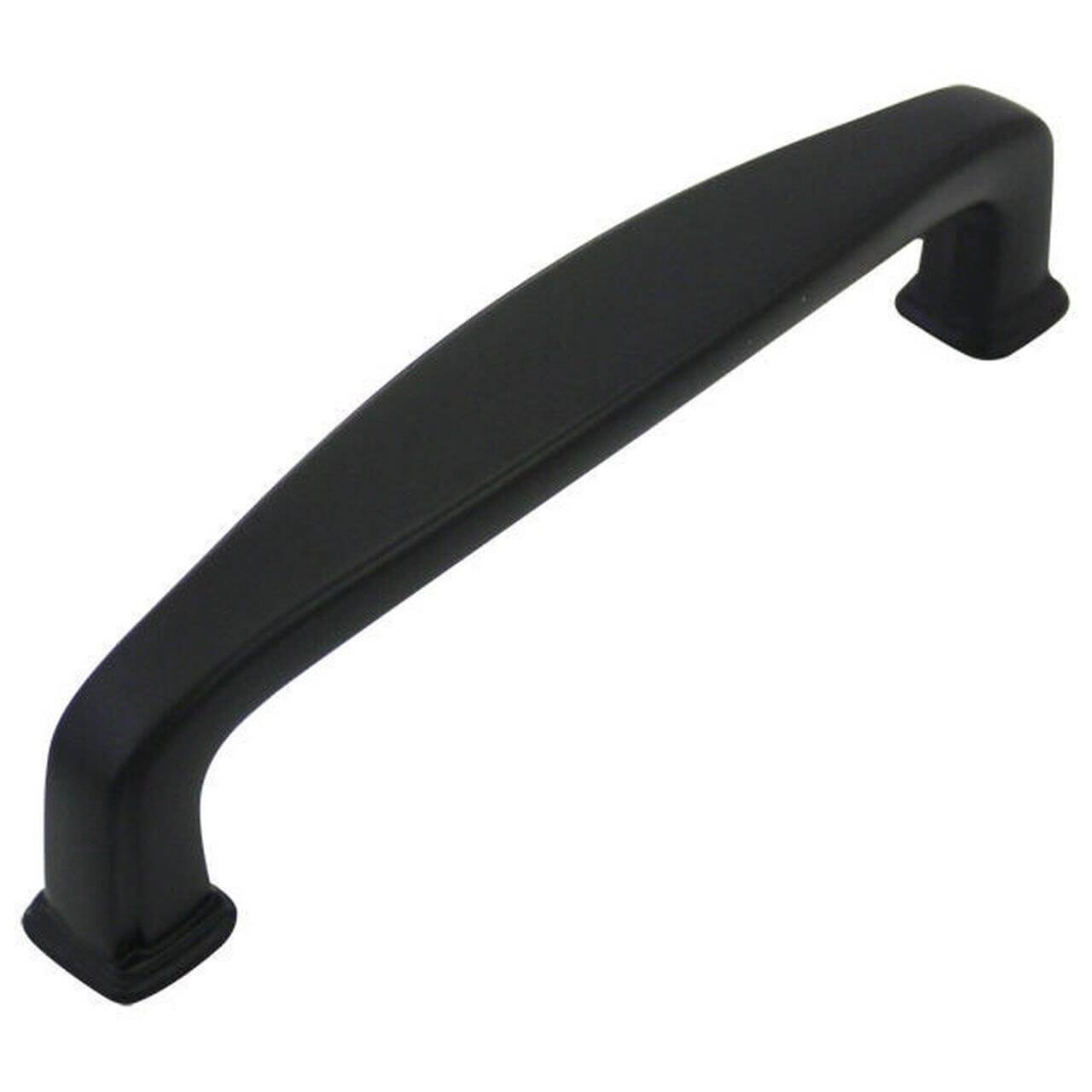 Flat black drawer pull with three inch hole spacing