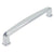 Polished chrome drawer pull with elongated design and five inch hole spacing