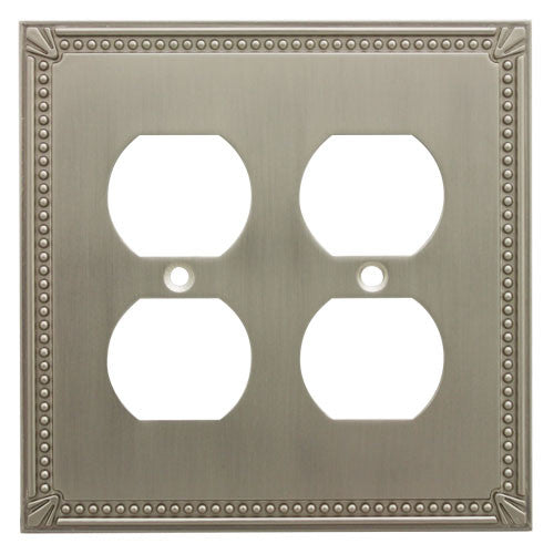 Cosmas 44013-SN Satin Nickel Double Duplex Outlet Wall Plate - Cosmas