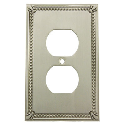 Cosmas 44018-SN Satin Nickel Single Duplex Outlet Wall Plate - Cosmas