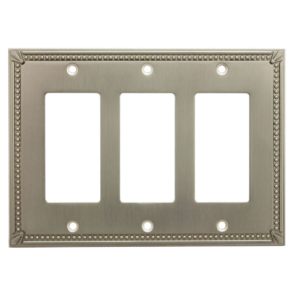 Cosmas 44095-SN Satin Nickel Triple GFCI / Decora Wall Plate - Cosmas