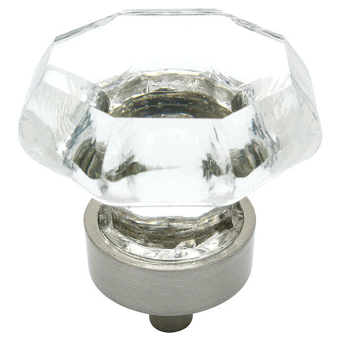 Cosmas 5268SN-C Satin Nickel & Clear Glass Cabinet Knob - Cosmas