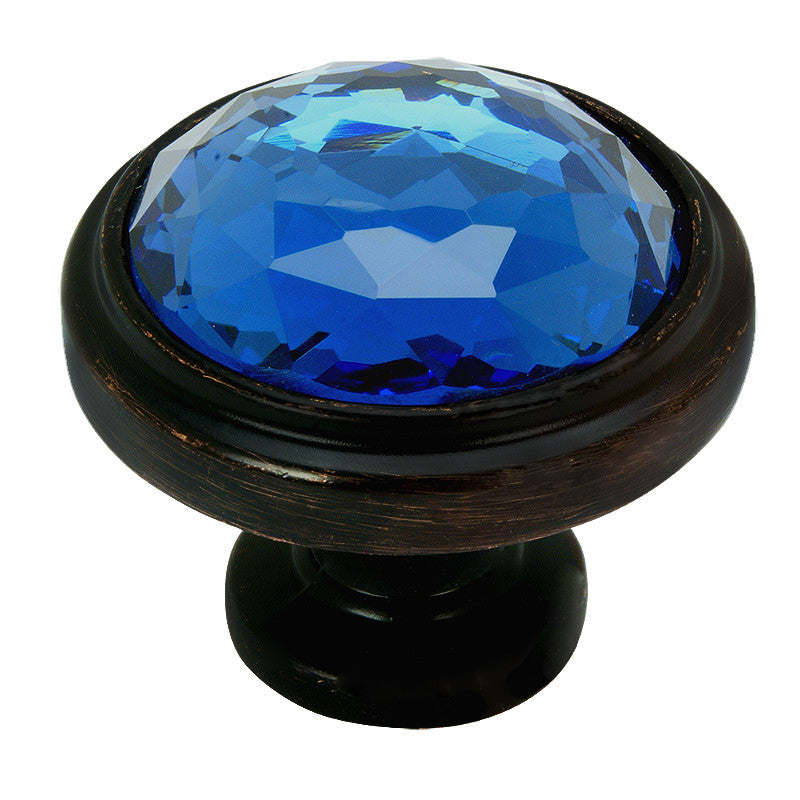 Cosmas 5317ORB-BL Oil Rubbed Bronze &amp; Blue Glass Round Cabinet Knob - Cosmas