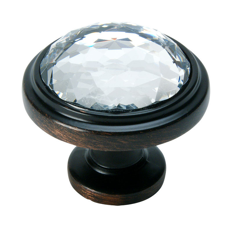 Cosmas 5317ORB-C Oil Rubbed Bronze &amp; Clear Glass Round Cabinet Knob - Cosmas