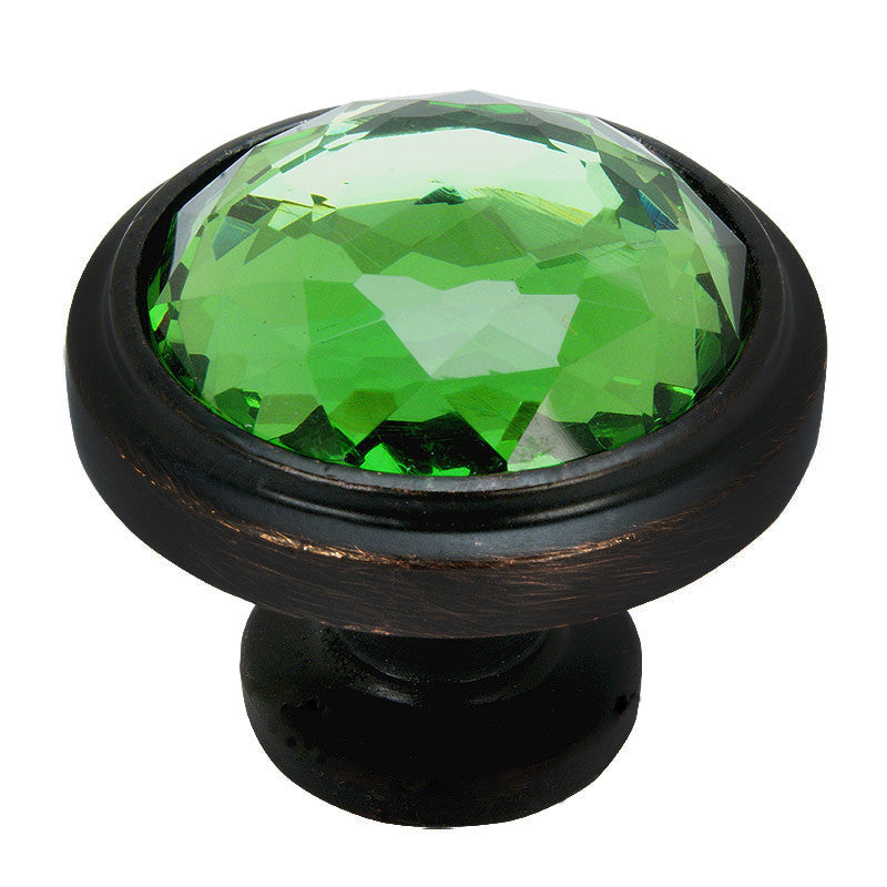 Cosmas 5317ORB-EM Oil Rubbed Bronze &amp; Emerald Glass Round Cabinet Knob - Cosmas