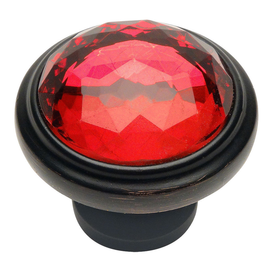 Cosmas 5317ORB-RED Oil Rubbed Bronze & Red Glass Round Cabinet Knob - Cosmas