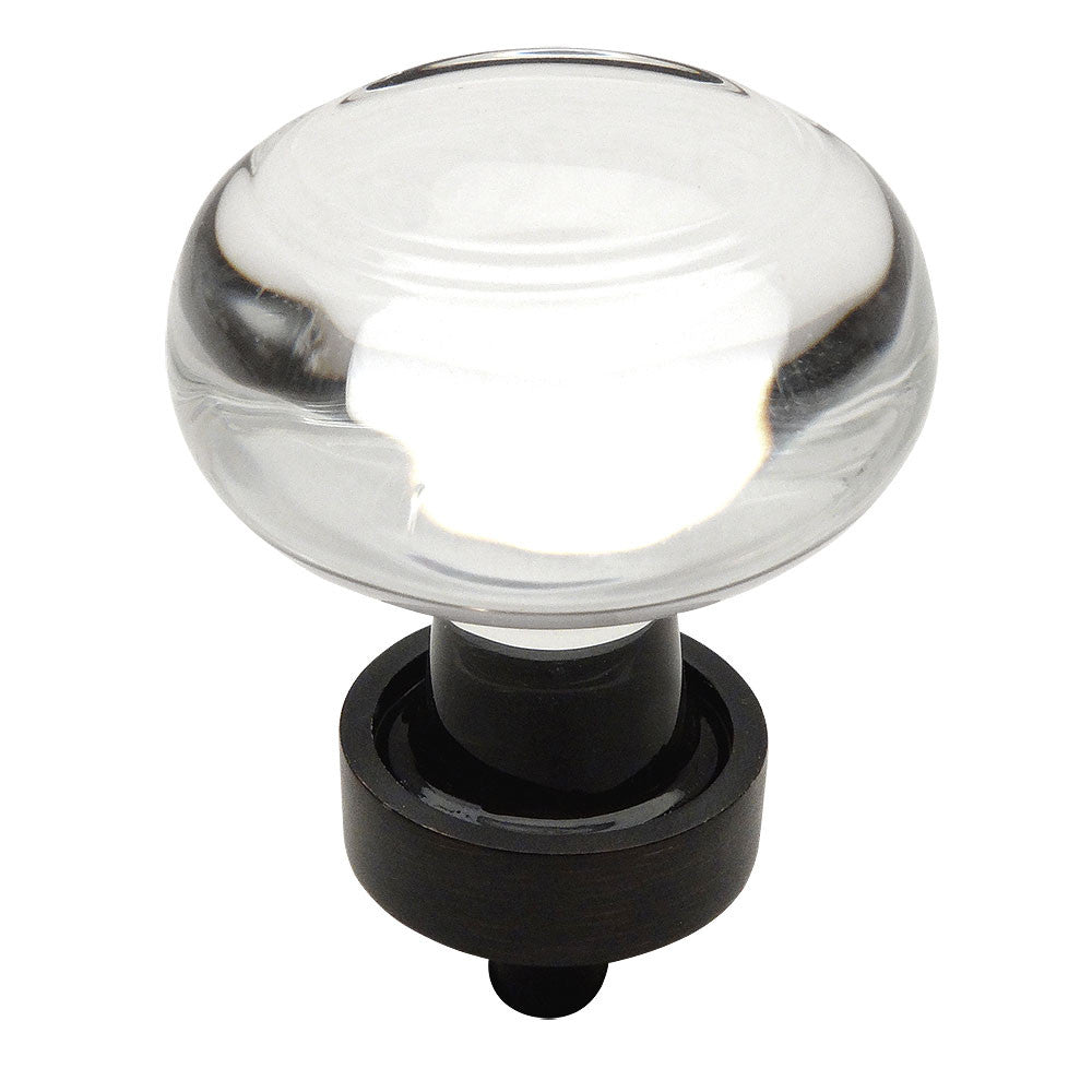 Cosmas 6355ORB-C Oil Rubbed Bronze &amp; Clear Glass Round Cabinet Knob - Cosmas