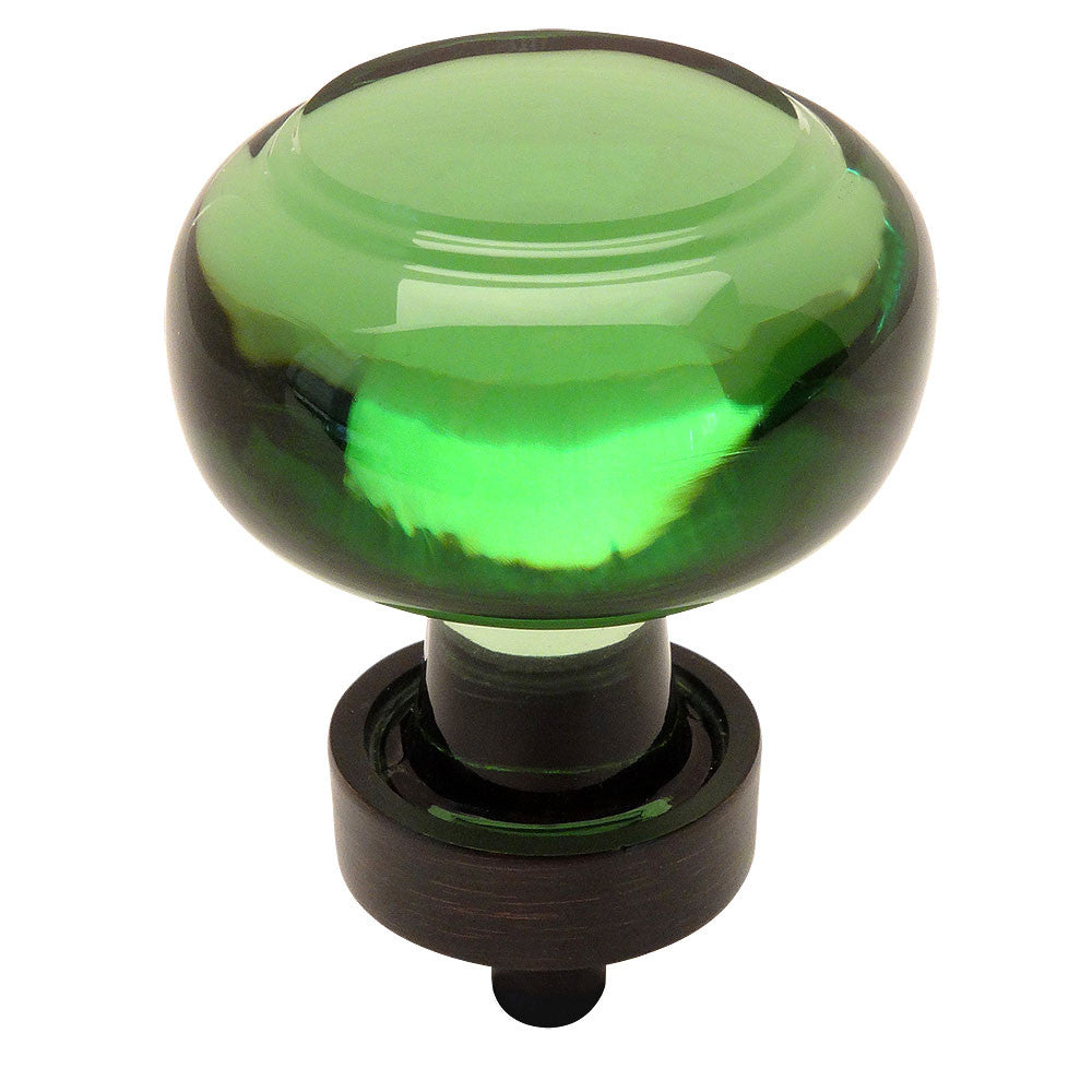 Cosmas 6355ORB-EM Oil Rubbed Bronze &amp; Emerald Glass Round Cabinet Knob - Cosmas