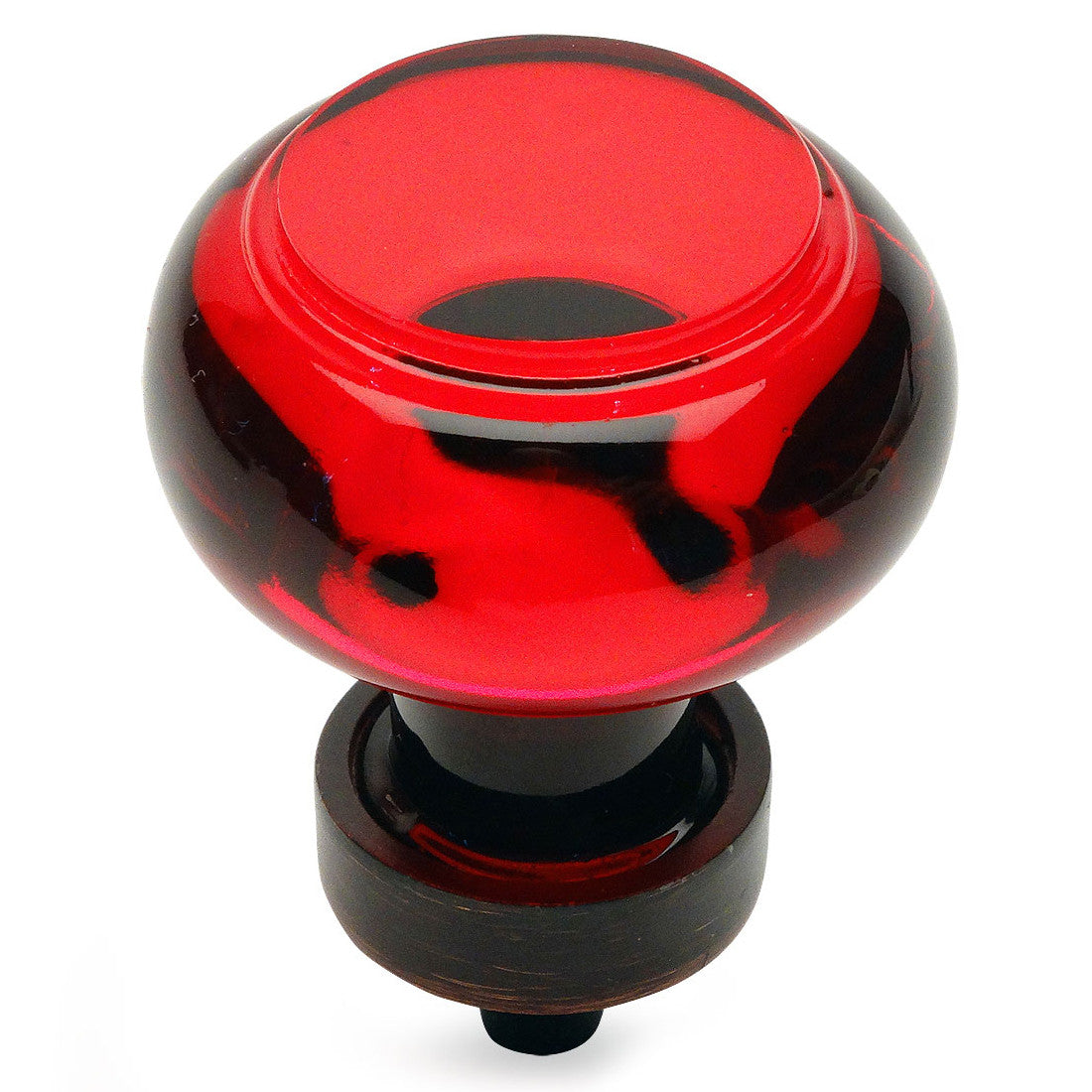 Cosmas 6355ORB-RED Oil Rubbed Bronze &amp; Red Glass Round Cabinet Knob - Cosmas