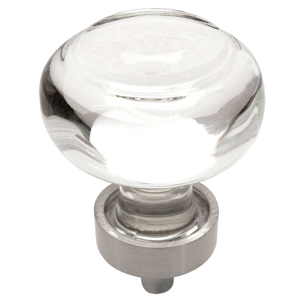 Cosmas 6355SN-C Satin Nickel & Clear Glass Round Cabinet Knob - Cosmas