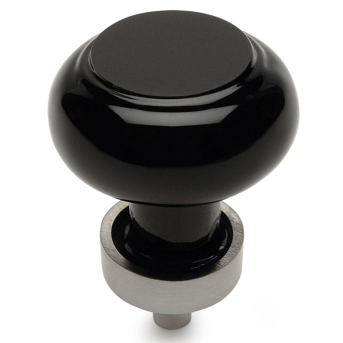 Cosmas 6355SN-X Satin Nickel &amp; Black Glass Round Cabinet Knob - Cosmas