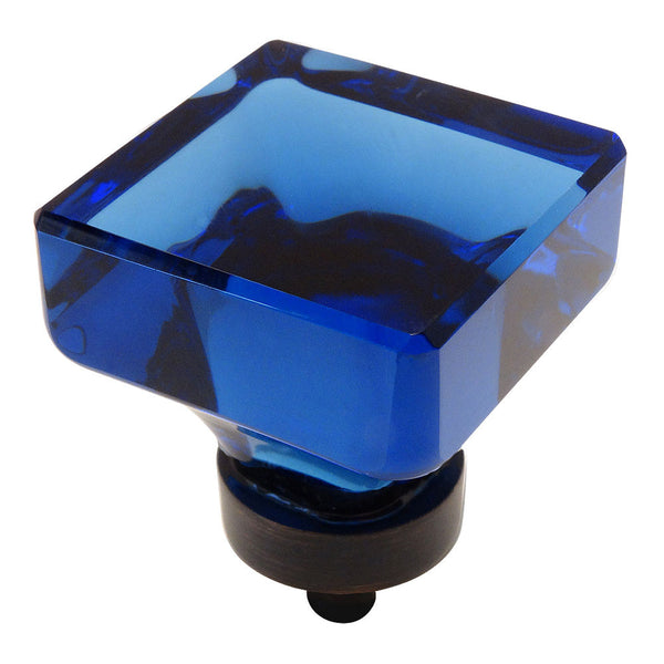 Cosmas 6377ORB-BL Oil Rubbed Bronze & Blue Glass Square Cabinet Knob Cosmas 6377ORB-BL Oil Rubbed Bronze & Blue Glass Square Cabinet Knob