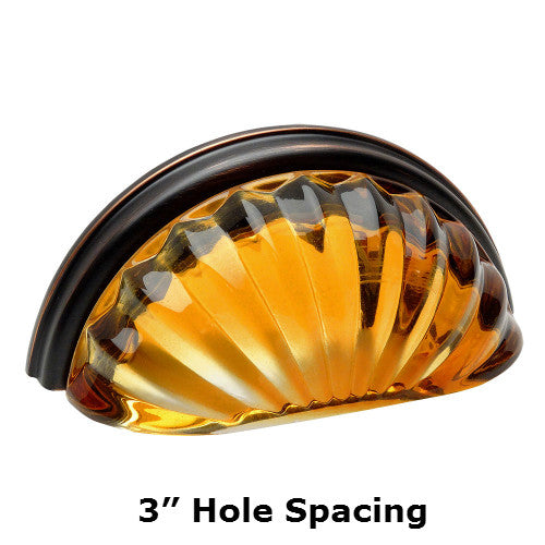 Cosmas 6381ORB-A Oil Rubbed Bronze with Amber Glass Cabinet Cup Pull - Cosmas